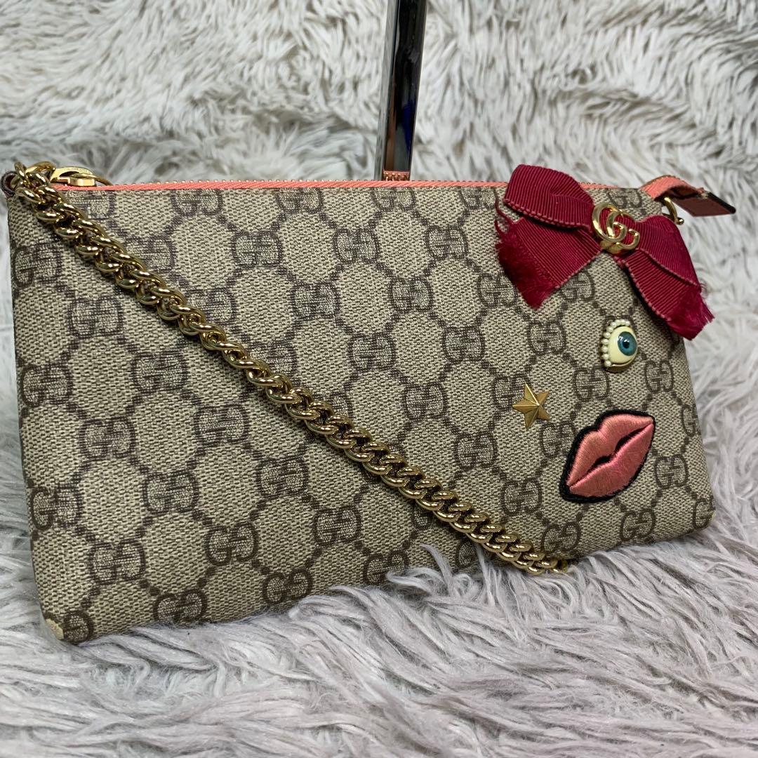 GUCCI グッチ ショルダーバッグ GGマーモント インターロッキング リボン スプリーム ゴールドチェーン リボン 目 アイ ポーチ レディース
