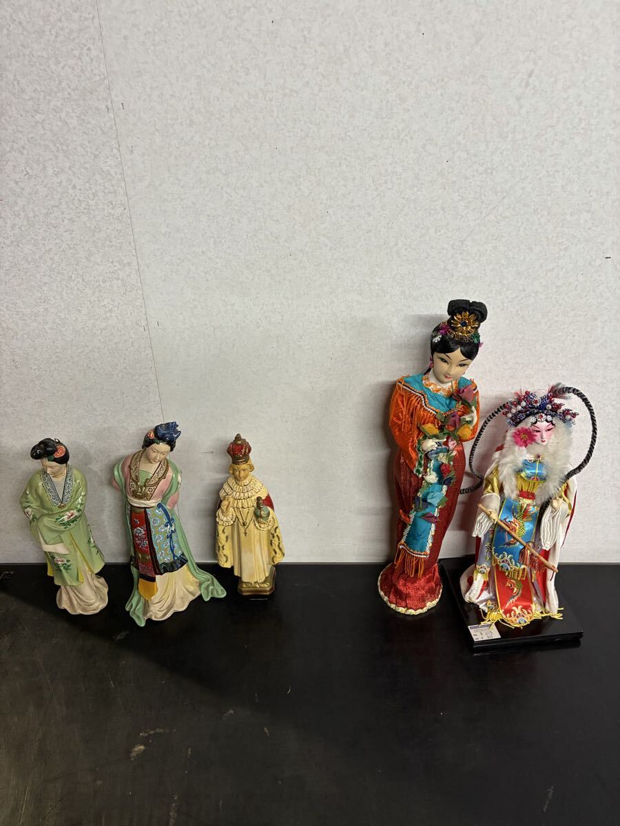 中国人形 陶器人形 民族衣装 置物 5点セット まとめ売り