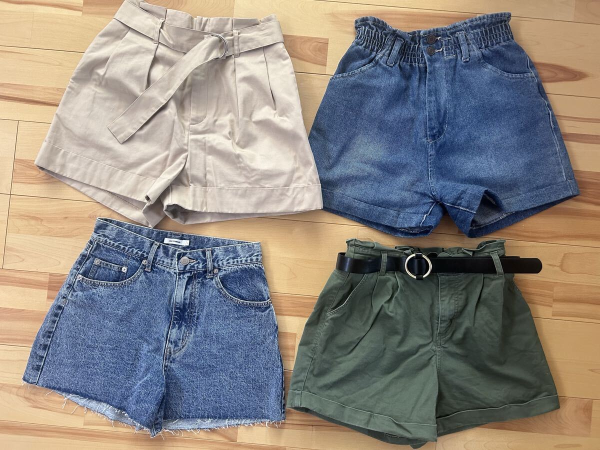 ショートパンツ セット WEGO ウィゴー デニム L JK 中高生 ダメージ加工 カーキ ベージュ GU ジーユー ハニーズ Honeys パンツ ボトムス 4