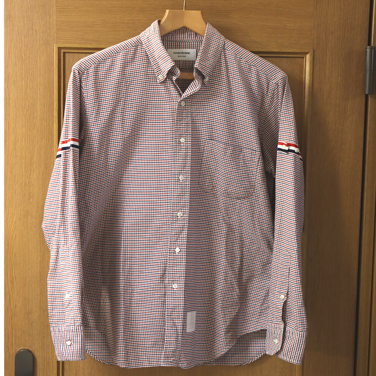 美品 THOM BROWNE トムブラウン コットン チェック柄 長袖シャツ 3 ボタンダウンシャツ メンズ 長袖トップス