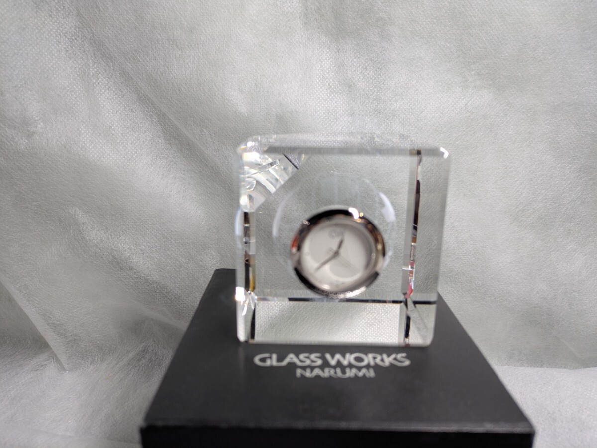 (1円スタート) NARUMI GLASS ナルミ 置き時計 グラスワークス クリスタル インテリア