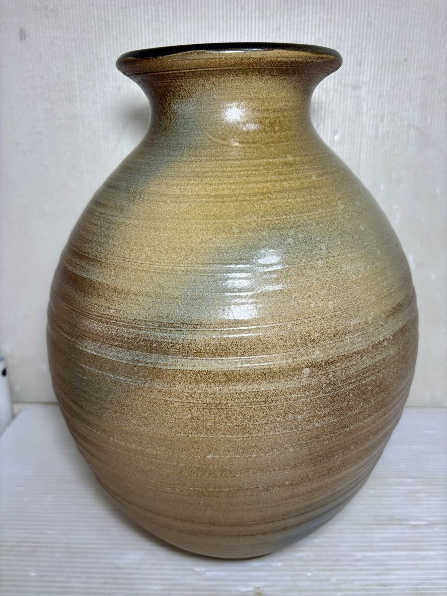 ★ 花瓶 桜岳銘 高さ約35.5cm 陶器 花器 検) 九州 火山灰　工芸品 置物 インテリア 花入 壺 オブジェ 52101