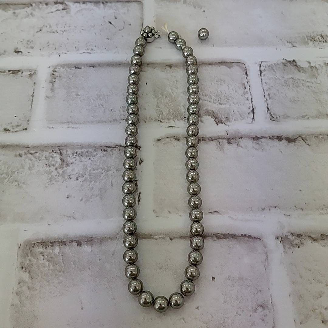 【☆T0517】⑲ シルバー刻印 パールネックレス 破損品 ジャンク グレー 総重量：約42.2g