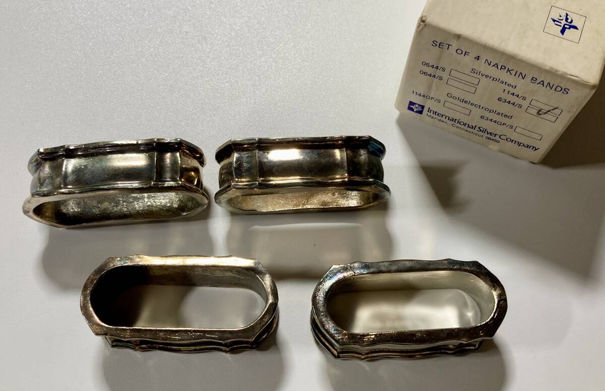 International Silver Company ナプキンリング 4個セット｜Silverplated 6344/S 箱付 ヴィンテージ