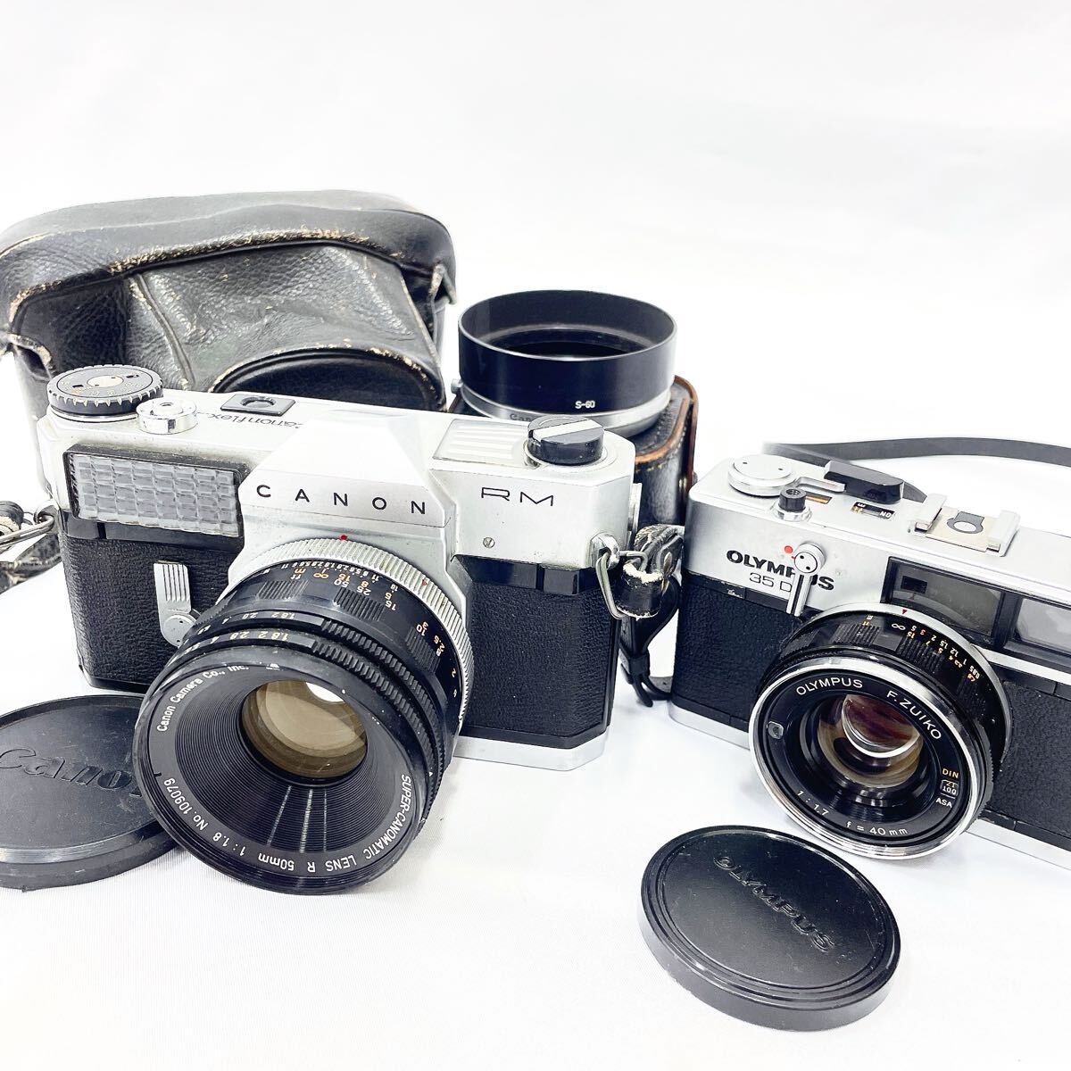 3330421 Canon Canonflex RM SUPER-CANOMATIC LENS R 50mm 1:1.8/オリンパス　35DC/フィルムカメラ 2点セット