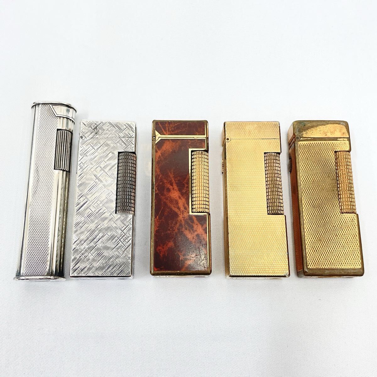 dunhill ダンヒル ガスライター ゴールド シルバー　ブラウン系　まとめて 5点 セット 喫煙具
