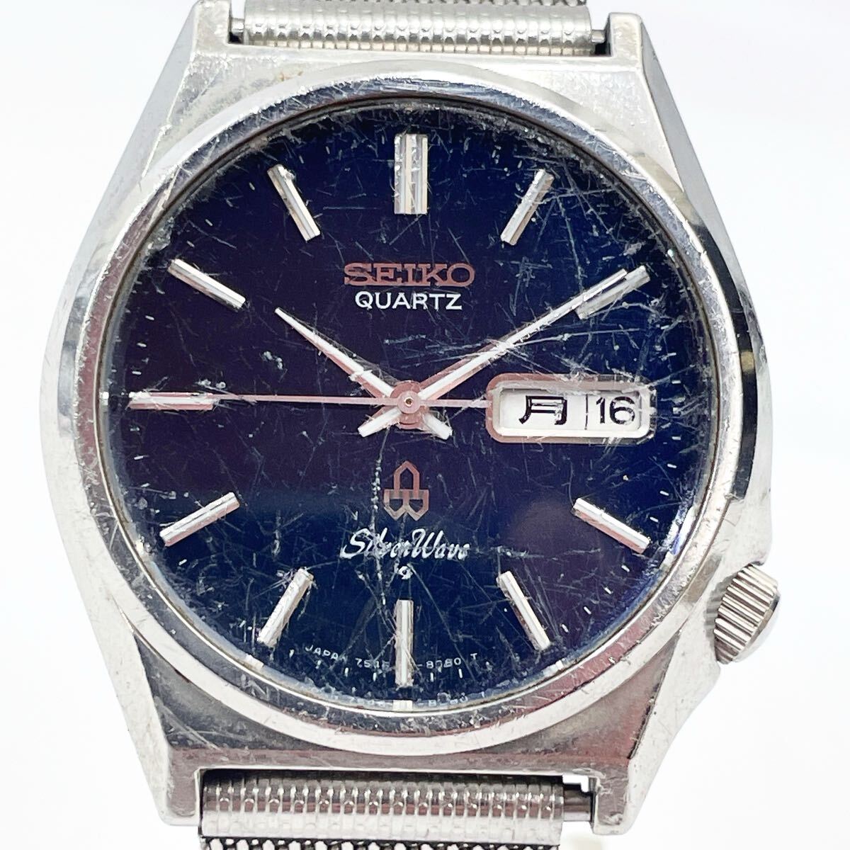 SEIKO セイコー SilverWave シルバーウェーブ　7546-8340 デイデイト ネイビー系文字盤 クオーツ　メンズ 腕時計