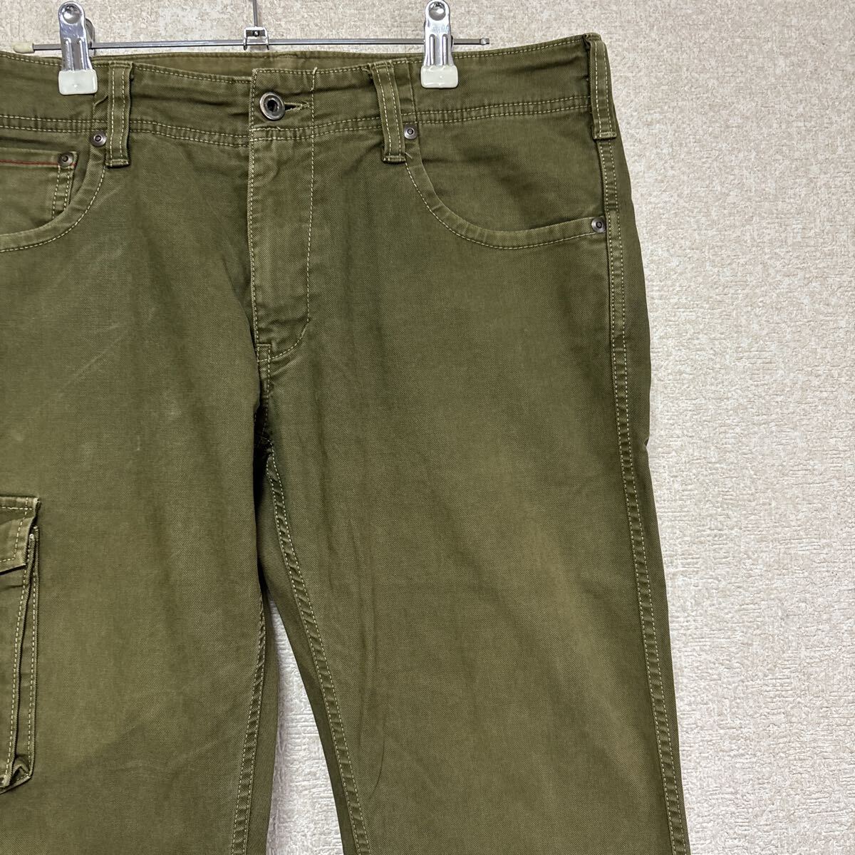 岡山デニムブランド　Johnbull ジョンブル カーゴパンツ L オリーブ カーキ 日本製 ストレッチ ミリタリー メンズ
