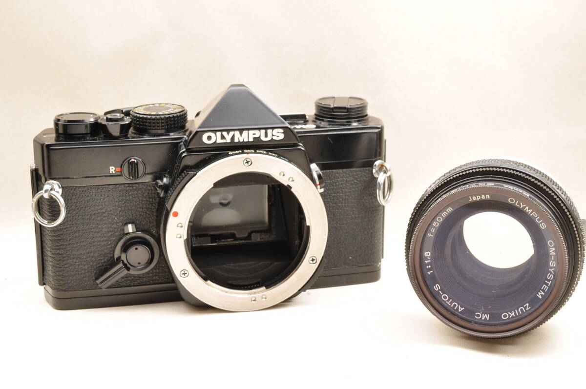 [ジャンク] オリンパスOM-1nブラックボディ、Zuiko MC Auto-S 50mmF1.8レンズ付き#2986027