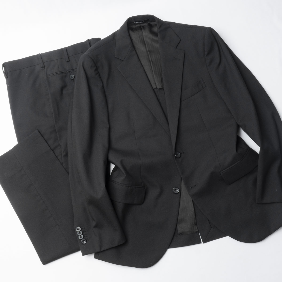 美品『KASHIYAMA』春夏セットアプスーツ A5~AB5相当 ブラック/無地 フォーマル 礼服 オンワード樫山 メンズ 管理531