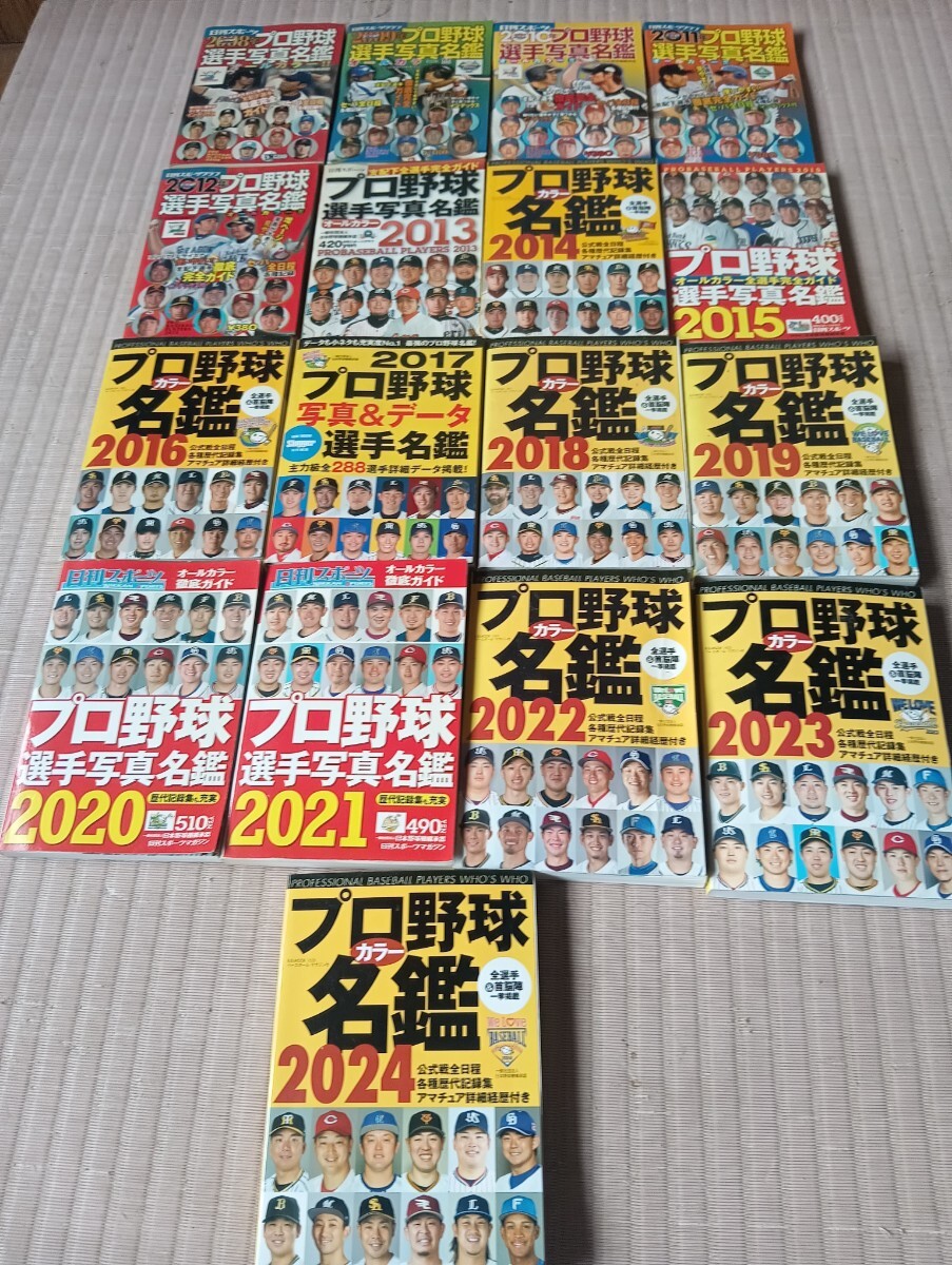 プロ野球カラー選手名鑑 日刊スポーツ　2008年〜2024年　合計15冊