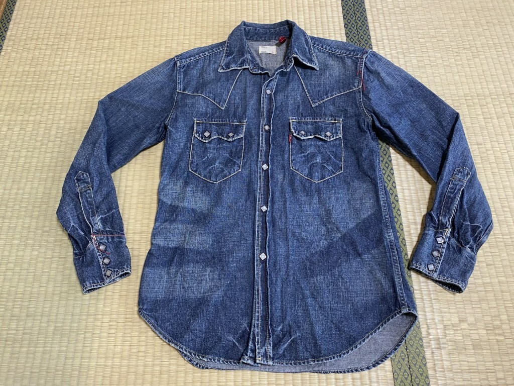 リーバイスレッドループ/LEVI'S REDLOOP デニムシャツ　L 色落ちダメージ加工