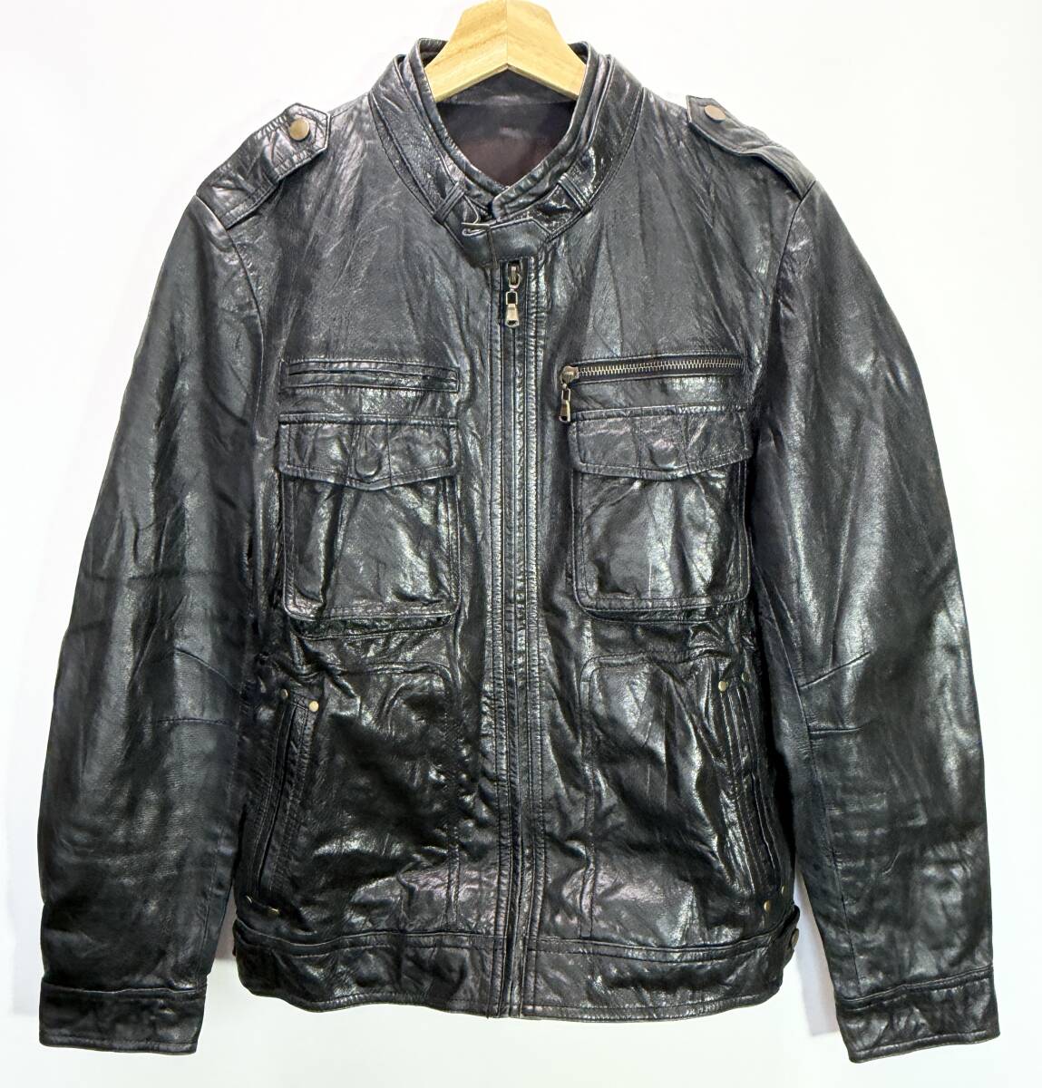 NORTH BEACH シングル レザー ライダース ジャケット M 羊革 ラム LAMB SKIN ノースビーチ レザージャケット ブラック