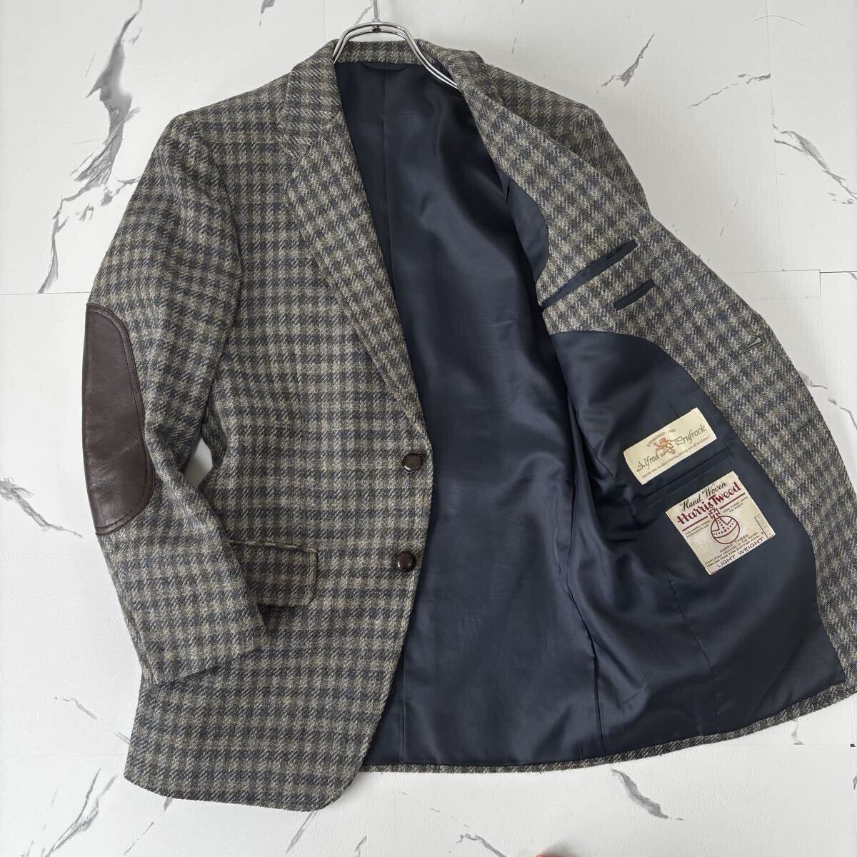 極美品◎M〜L相当◎ハリスツイード『洗練された一着』HarrisTweed テーラードジャケット　エルボーパッチ チェック Alfred Gryfrock 46位