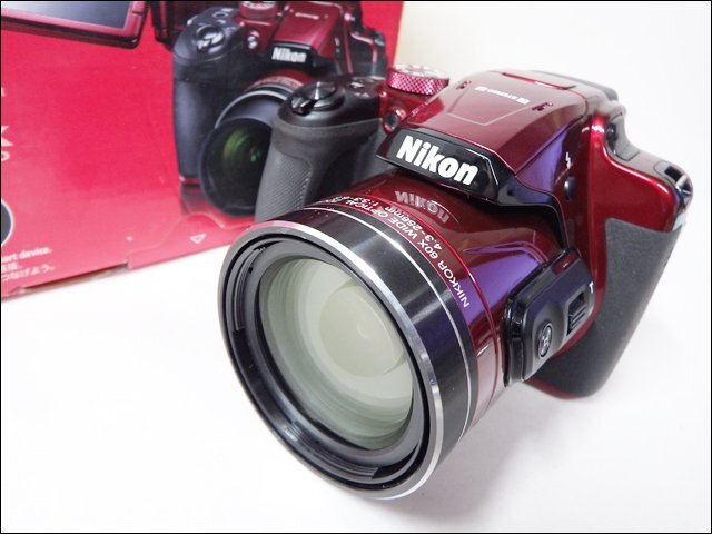 動作品 Nikon/ニコン◆COOLPIX B700/コンパクトデジタルカメラ◆手ブレ補正 60倍光学ズーム 4K対応 Wi-Fi Bluetooth レッド 元箱付