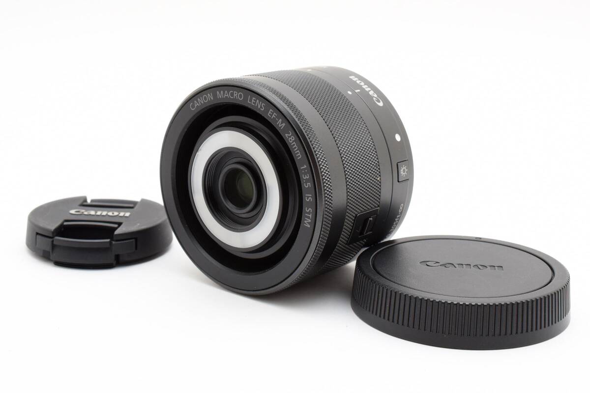 #5335 【LEDライト搭載・動作OK】 Canon EF-M 28mm F3.5 Macro IS STM キヤノン マクロレンズ 手ブレ補正 ★実用品・現状渡し★