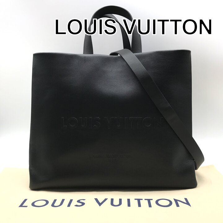 美品 LOUIS VUITTO ルイヴィトン ショッパー トート MM バッグ カウハイド レザー 2WAY ショルダー ブラック ユニセックス a11793