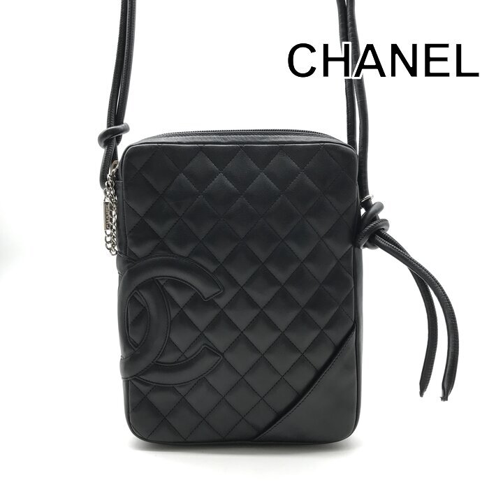 良品 CHANEL シャネル カンボン マトラッセ ラムスキン ショルダー バッグ ブラック レディース ブランド カバン BAG a12669