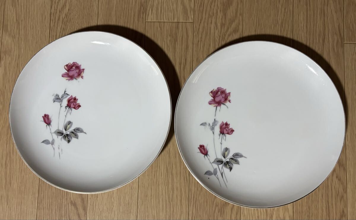 皿 プレート お皿 大皿 平皿 丸皿 花柄 バラ柄 昭和レトロ 食器 