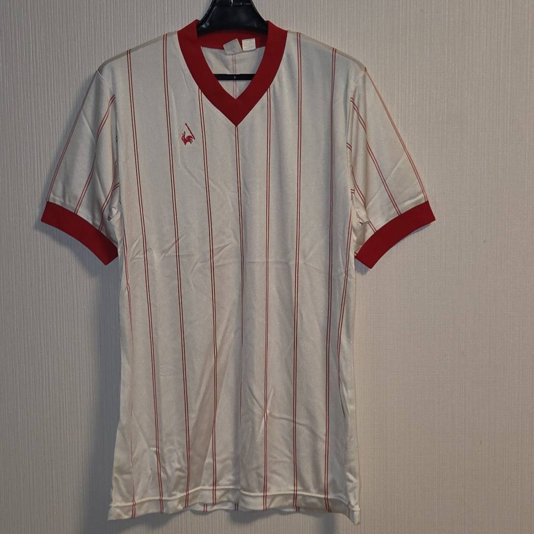 希少　ルコックスポルティフ ヴィンテージ サッカーシャツ 70s-80s ピンストライプ　ロゴに剥がれ有　B282