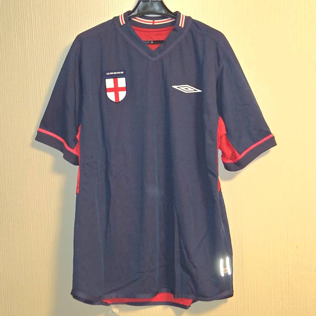 現状品　当時物/希少イングランド代表 2002-04 アウェイ ユニフォーム アンブロ リバーシブル 日韓W杯 ベッカム　エンブレムにシミ有　B283