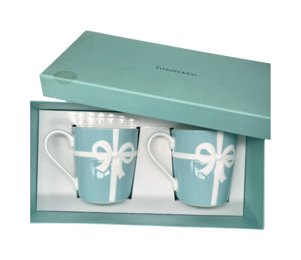 TIFFANY&Co. ティファニー ブルーリボン ペア マグカップ 2客 セット 元箱あり ブランド食器