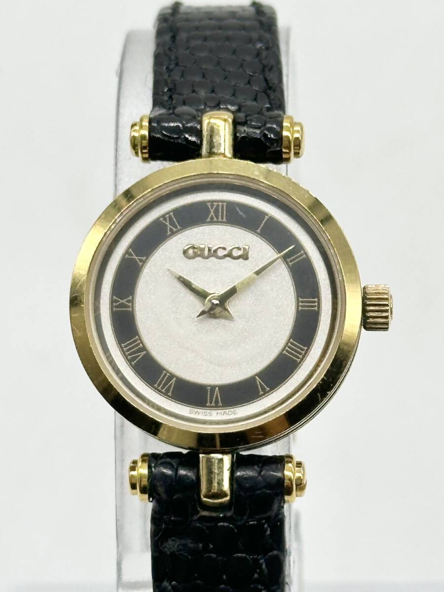 GUCCI グッチ 2000L GP × 革 シルバー文字盤 クオーツ 箱 ギャラ付き 