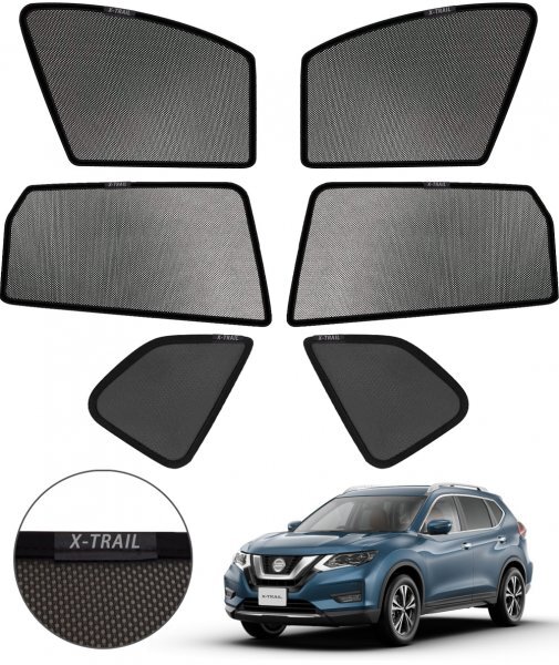 日産 X-TRAIL エクストレイル サンシェード T32 NT32 HT32 HNT32 型 遮光カーテン 簡単着脱 日よけ サンシェード マグネット式 6枚セット
