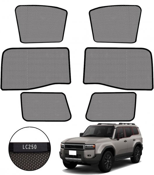 トヨタ ランドクルーザー250専用 LC250 メッシュサンシェード ランクル250 マグネット式 車用カーテン UVカット 遮光 断熱 日よけ 通気