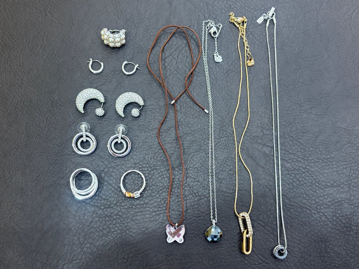 1円スタート スワロフスキー ネックレス ピアス リング イヤリング アクセサリー セット 現状品