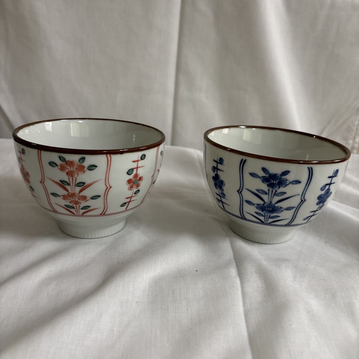 和柄 飯碗 2個セット 花柄 陶器