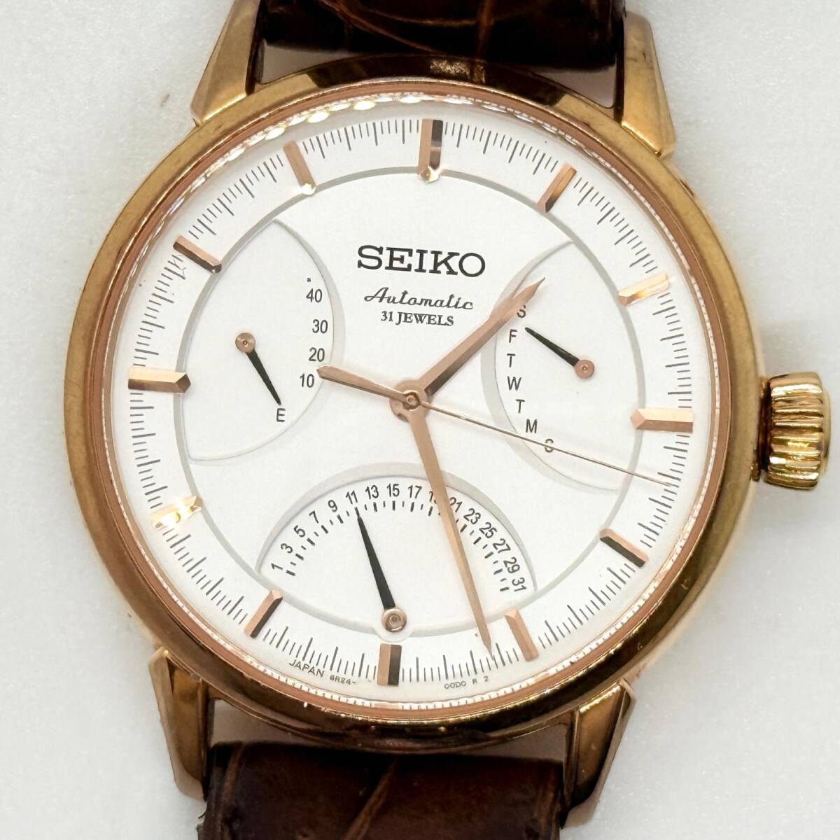 SEIKO セイコー プレサージュ 6R24-00D0 ホワイト AT メンズ パワーリザーブ デイデイト 腕時計 稼働品