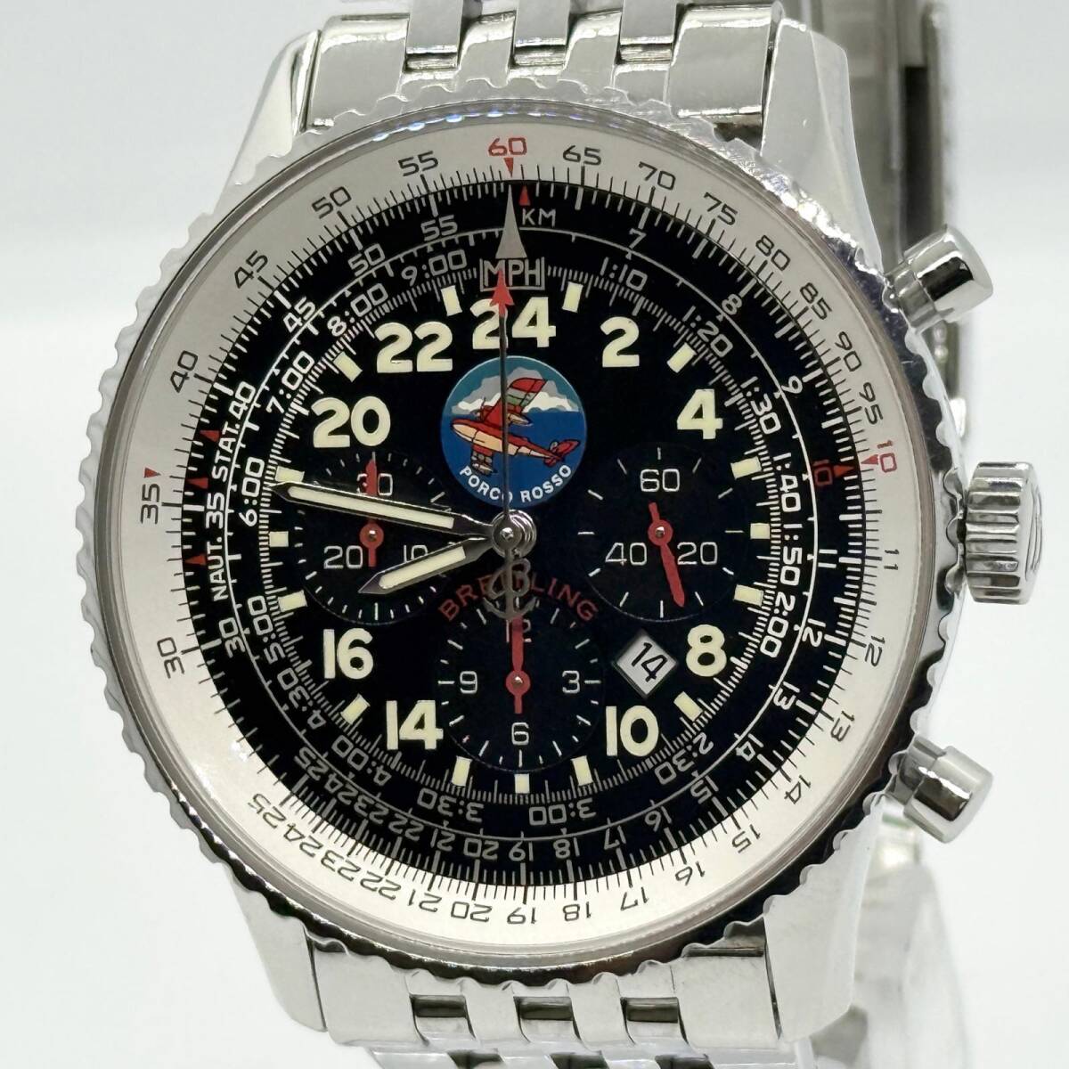 BREITLING ブライトリング ナビタイマー コスモノート 紅の豚 ポルコロッソ A22322 ブラック AT メンズ 148/300 腕時計 稼働品