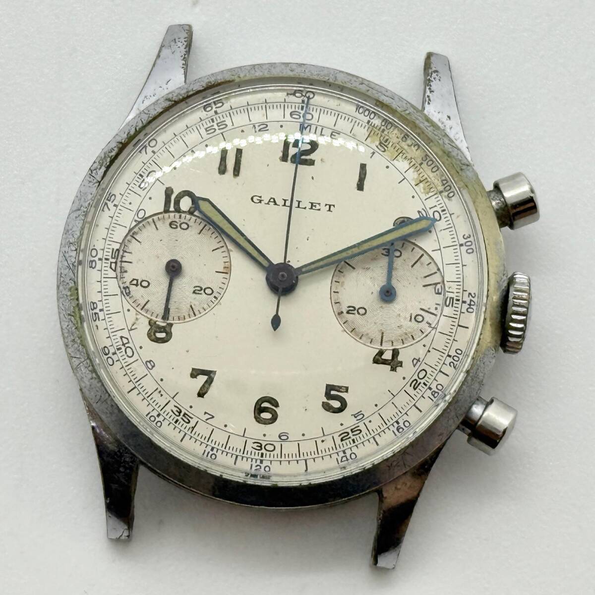 GALLET ギャレット クロノグラフ Cal.188 シルバー 手巻き メンズ ヴィンテージ アンティーク 腕時計 訳あり