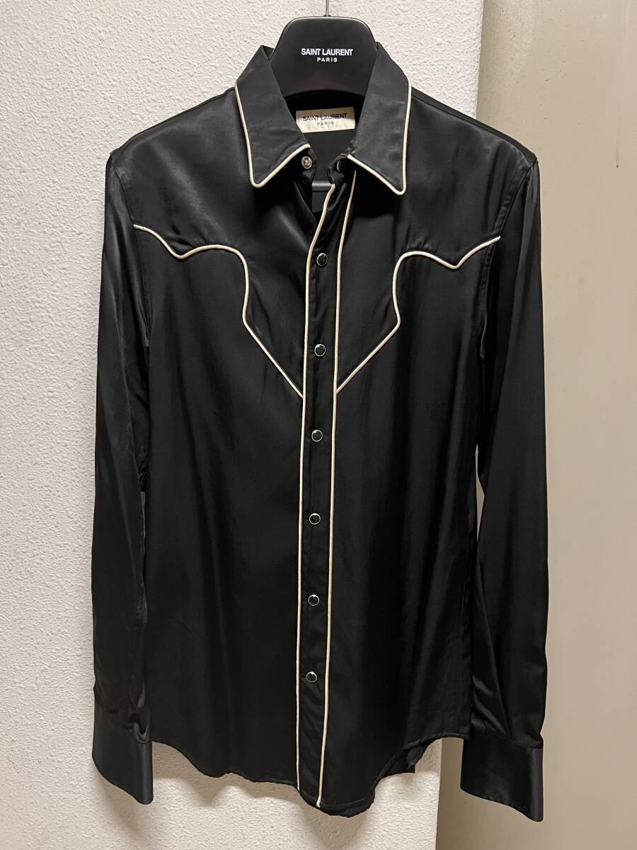 SAINT LAURENT PARIS サンローラン パリ 　ウエスタン　シャツ　　　ブラック　　S　 　中古