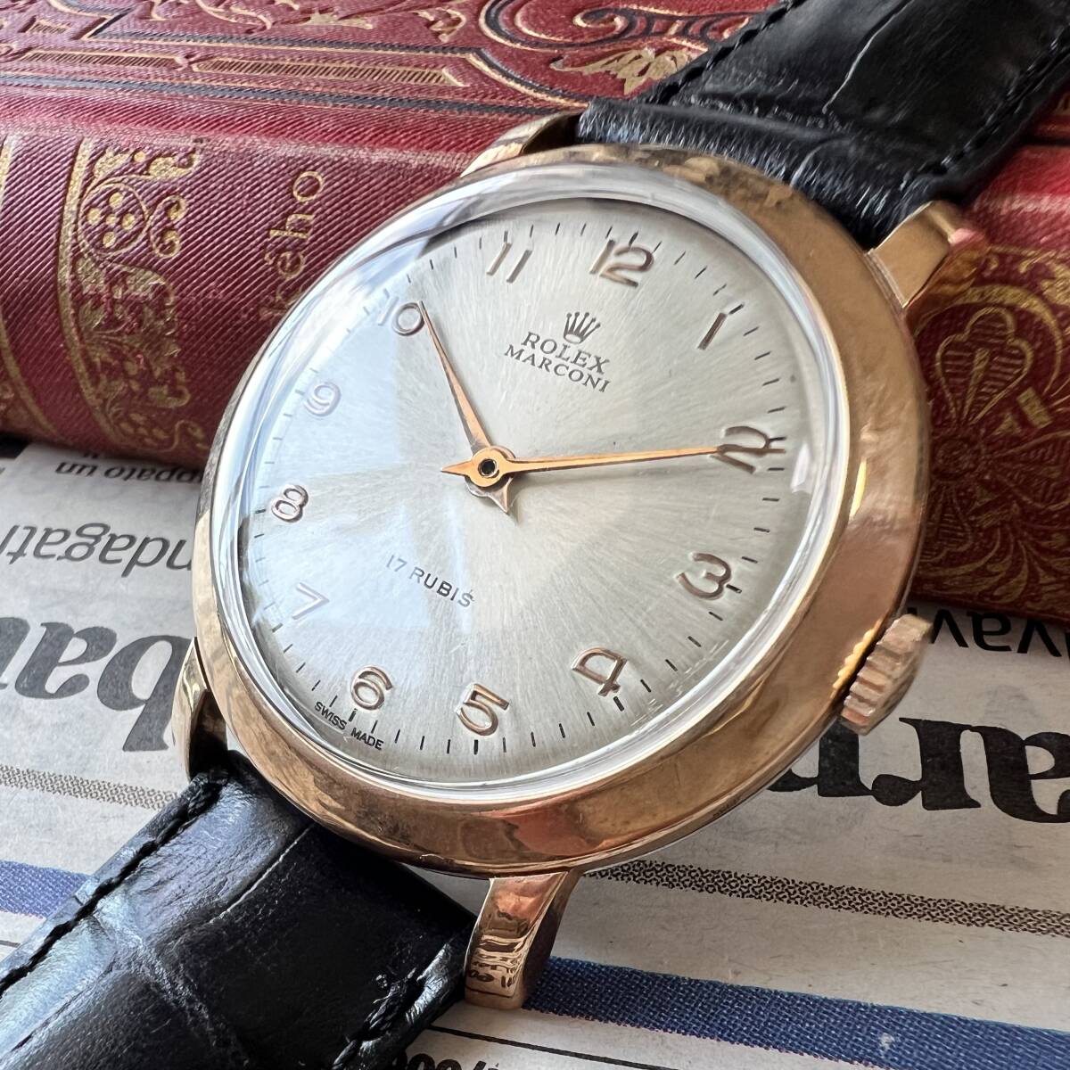 rolex ロレックス　マルコーニ　marconi　1910　ビッグサイズ38ｍｍ　18KGP　手巻き　動作良好　　メンズ腕時計　