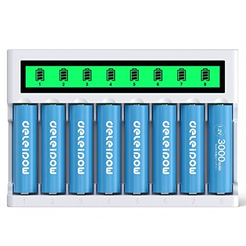 882充電器＋単3電池*8本 単三電池 充電器セット 8スロット充電器 8本大容量単3充電池3000mAh ニッケル水素電池 自然