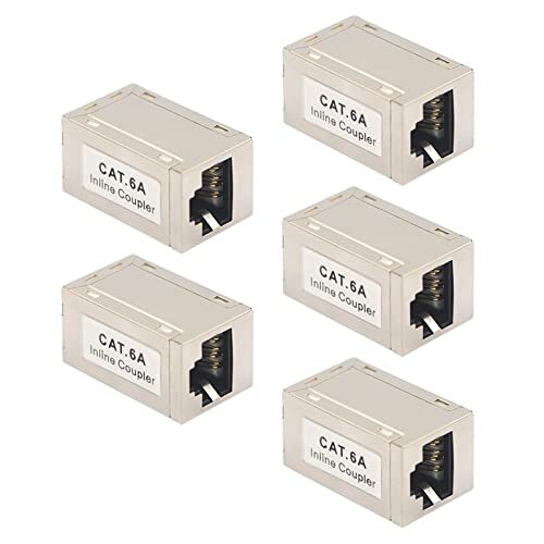 VCE LANケーブル 延長コネクタ Cat6A Cat6 Cat5E Cat5対応 RJ45中継アダプタ 干渉防止 5個セット 