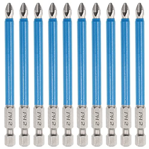 10pcs/90mm 10ピース 磁気クロスヘッドドライバービット S2鋼 90mm 六角軸 6.35mm（1/4"）精密ドライバ