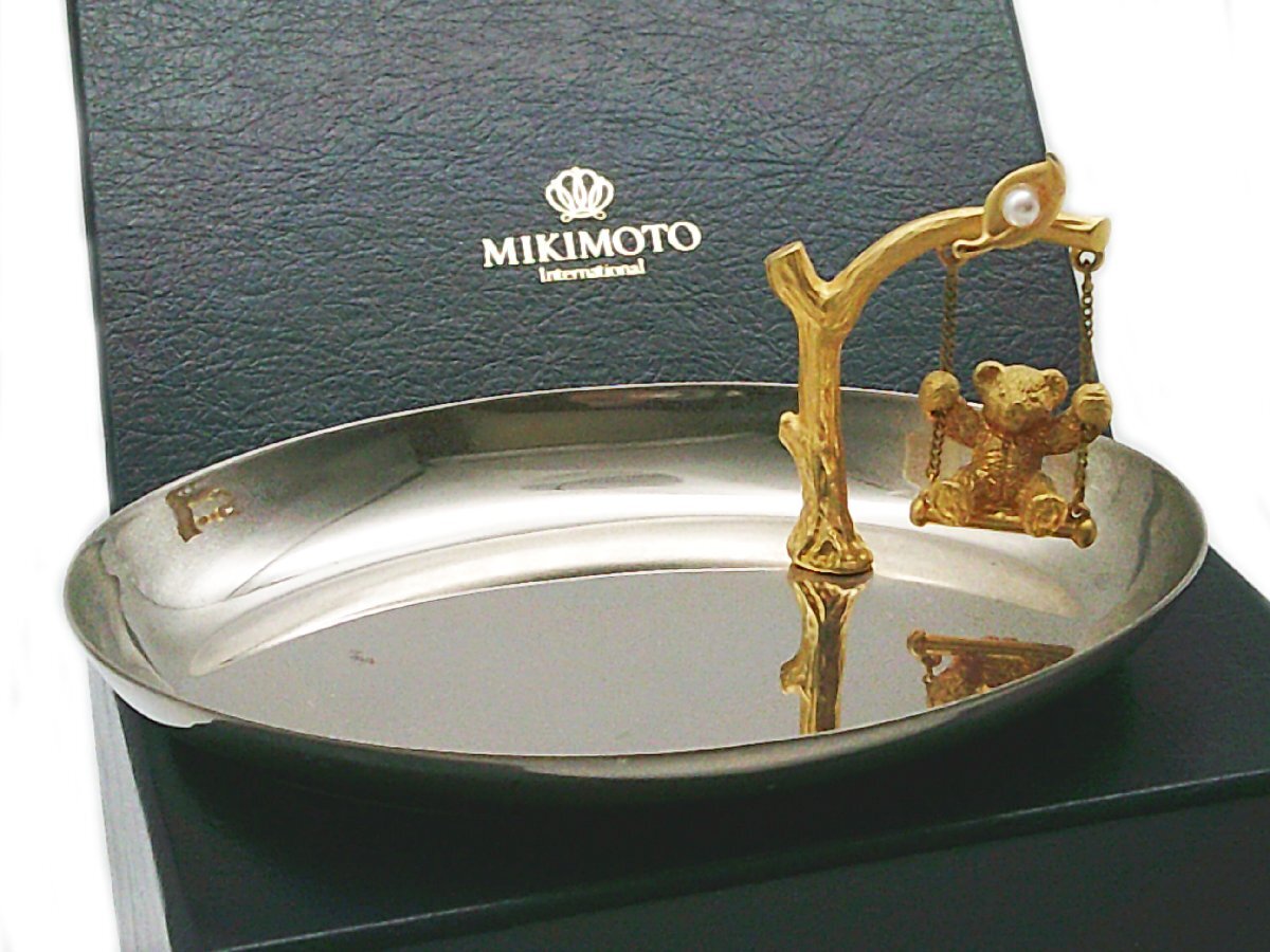 □MIKIMOTO ミキモト オーバルトレイ クマ ブランコ 小物 インテリア□/F