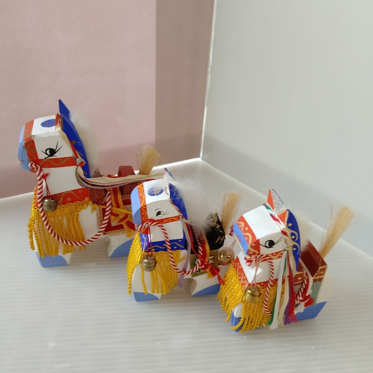 Ｈ734 岩手県　伝統的郷土玩具「チャグチャグ馬コ」 置物　 昭和レトロ　3点セット 