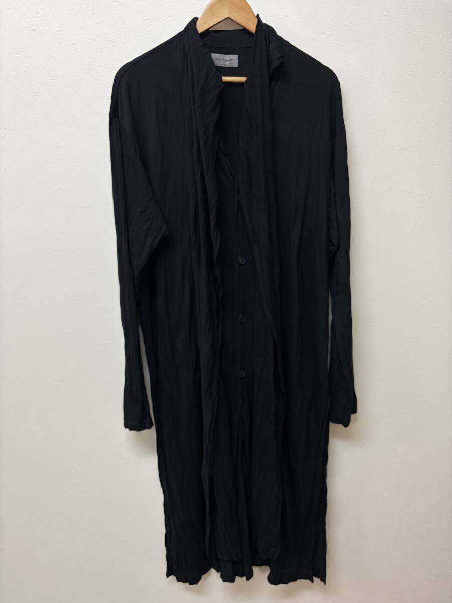 エG「35205」Yohji Yamamoto POUR HOMME ヨウジヤマモト　ロングストールカーディガン　ワンピース　長袖　　3　ブラック　HD-T10-270