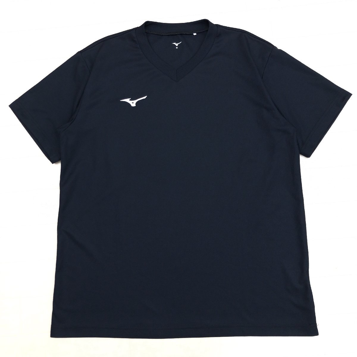 美品 Mizuno ミズノ 吸水速乾 ナビドライ Ｖネック トレーニングシャツ M 濃紺 ネイビー 半袖 Tシャツ インナー アンダーシャツ メンズ