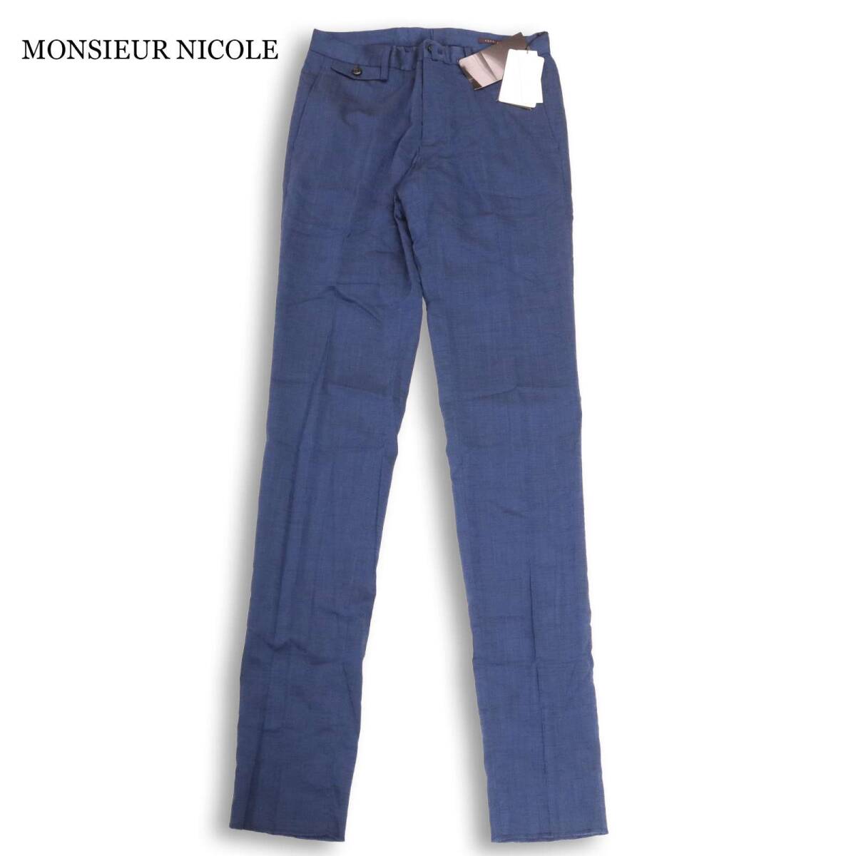 【新品 未使用】 MONSIEUR NICOLE ムッシュ ニコル 春夏★ レギュラーフィット リヨセル スラックス パンツ Sz.44　メンズ
