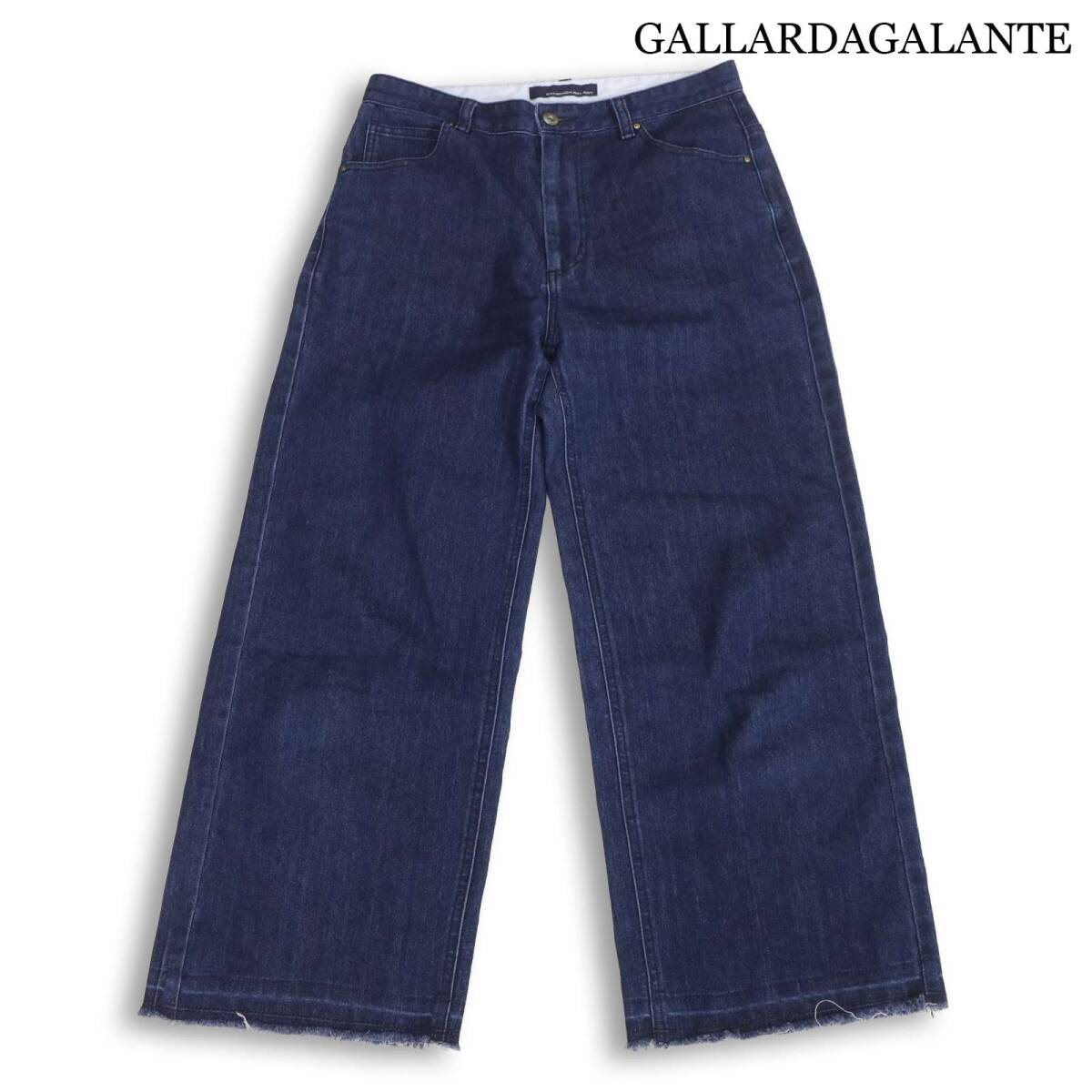GALLARDAGALANTE NAVY ガリャルダガランテ 通年★ ストレッチ カットオフ ワイド デニム パンツ ジーンズ Sz.1 レディース