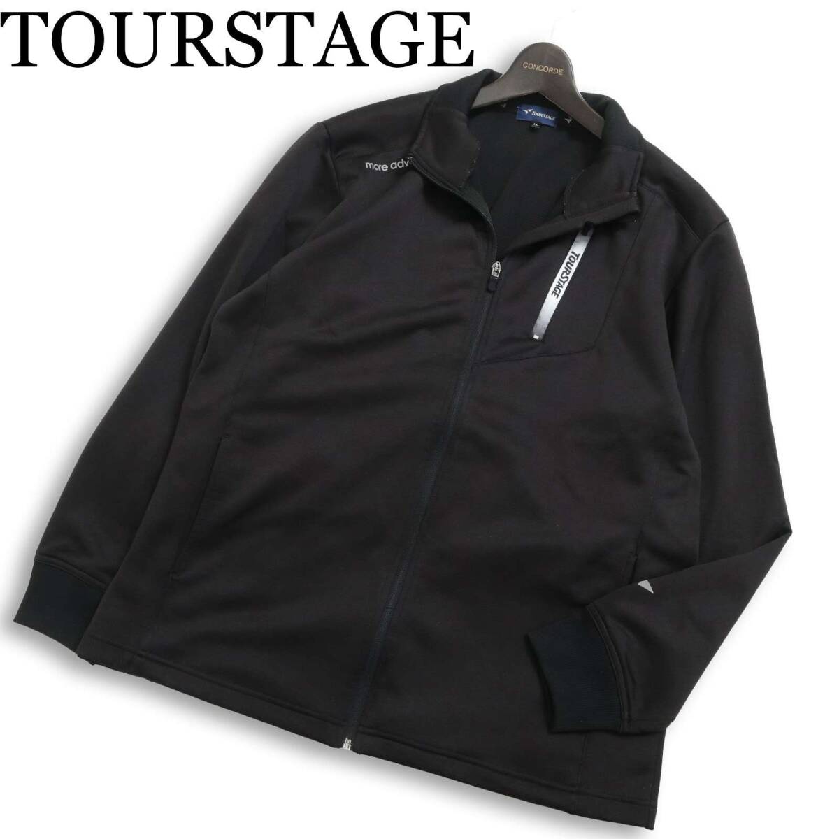 TOURSTAGE ツアーステージ ゴルフ 通年★ ロゴ ジップ ブルゾン ジャケット 大きいサイズ Sz.LL メンズ 黒