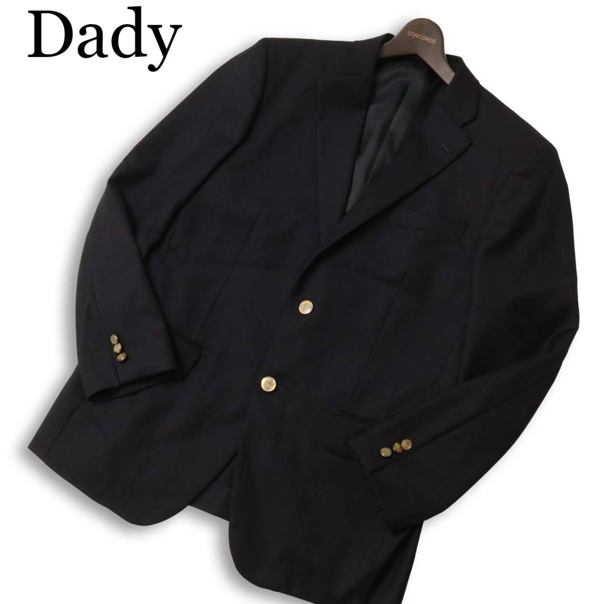 Dady Costa ダディコスタ 通年 背抜き★ 刻印 金ボタン 紺ブレ テーラード ジャケット ブレザー Sz.98AB6 メンズ ネイビー