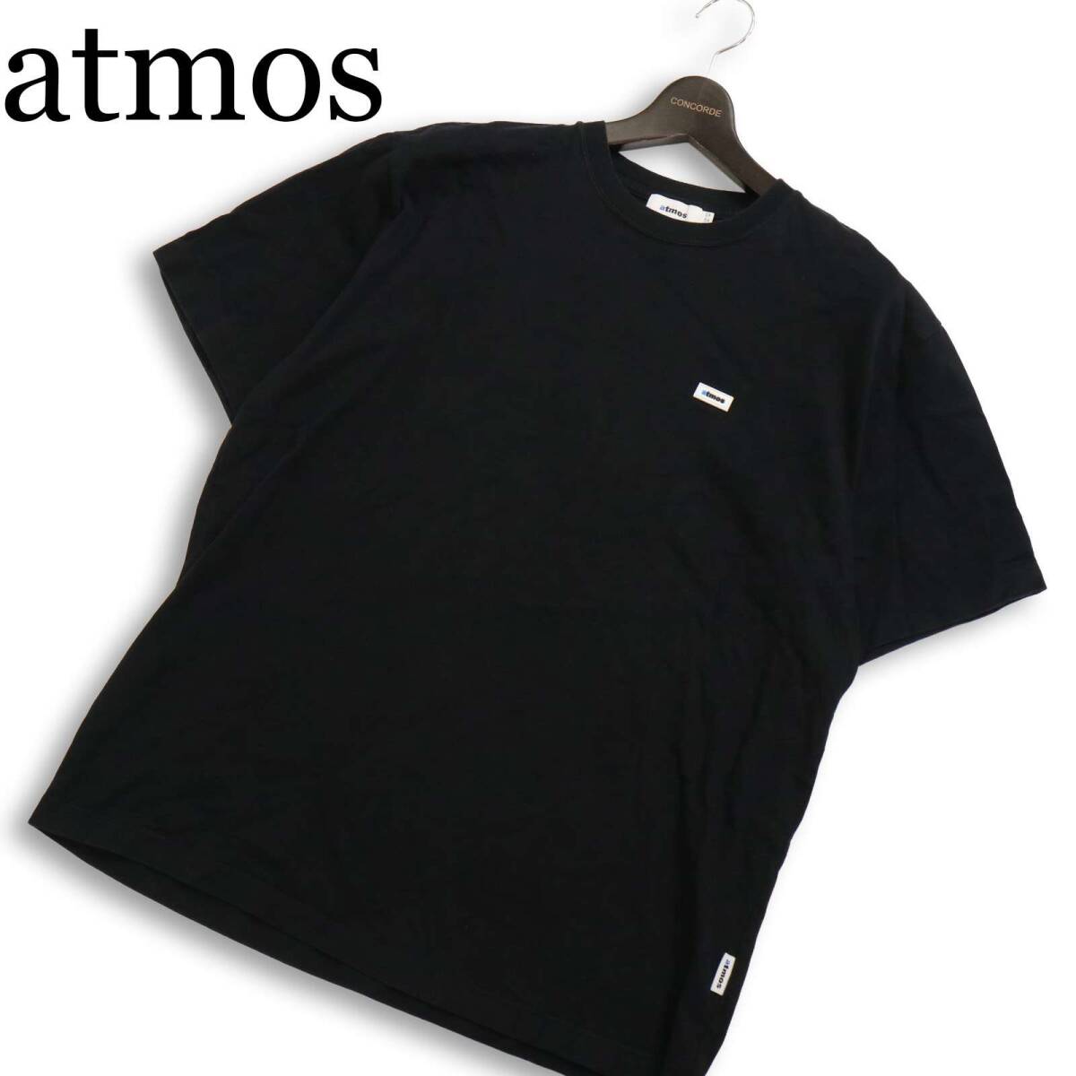 atmos アトモス 春夏★ 半袖 ビッグシルエット BOXロゴ Tシャツ 日本製 カットソー Sz.L メンズ 黒 ブラック