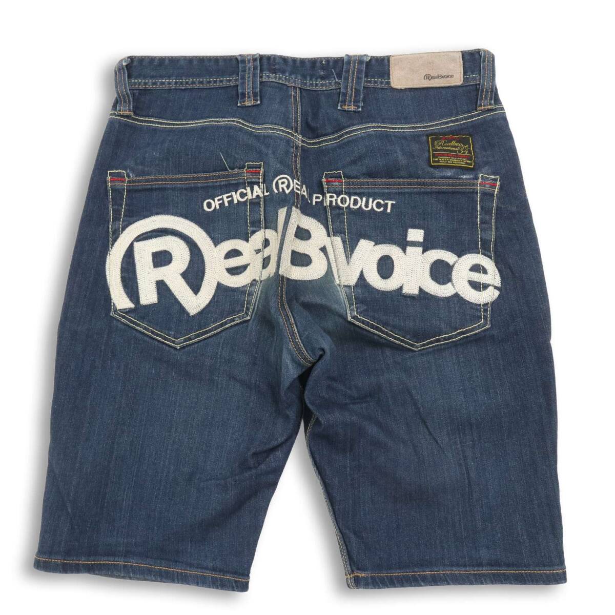 RealBvoice リアルビーボイス 春夏★ USED加工 ロゴプリント ワッペン デニム ショート パンツ ジーンズ Sz.30 メンズ