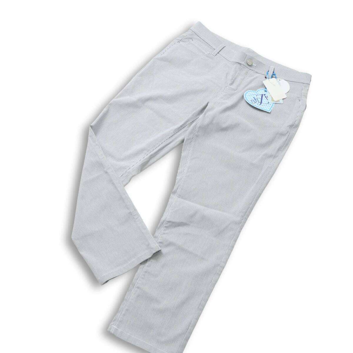 【新品 未使用】 airZip エアジップ 春夏★ ストレッチ ジップ ストライプ スキニー パンツ 大きい 特大 Sz.3L レディース